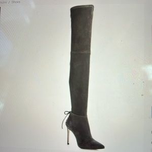 Pour La Victoire Caterina Suede Over the Knee Pointed Stiletto Boots